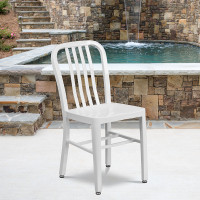 Flash Furniture CH-61200-18-WH-GG White Metal Indoor-Outdoor Chair